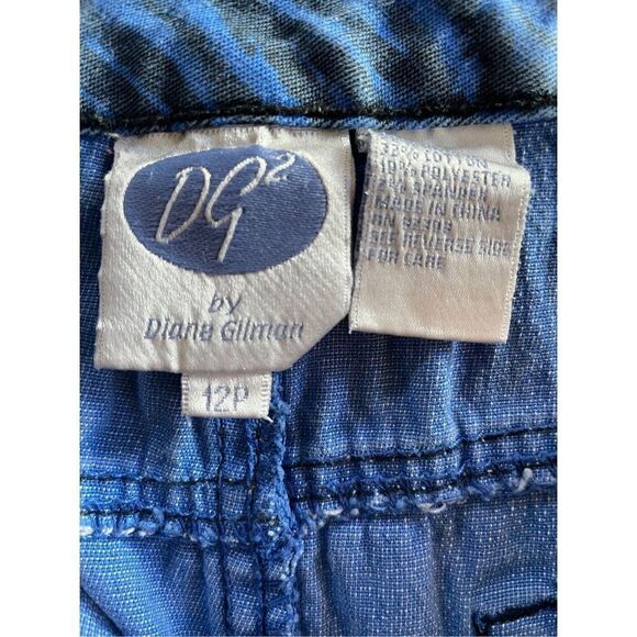 DG2 Diane Gilman Women Denim Pants Stretch Jeans Zebra Print Cutout Blue Size 12 - Picture 5 of 9